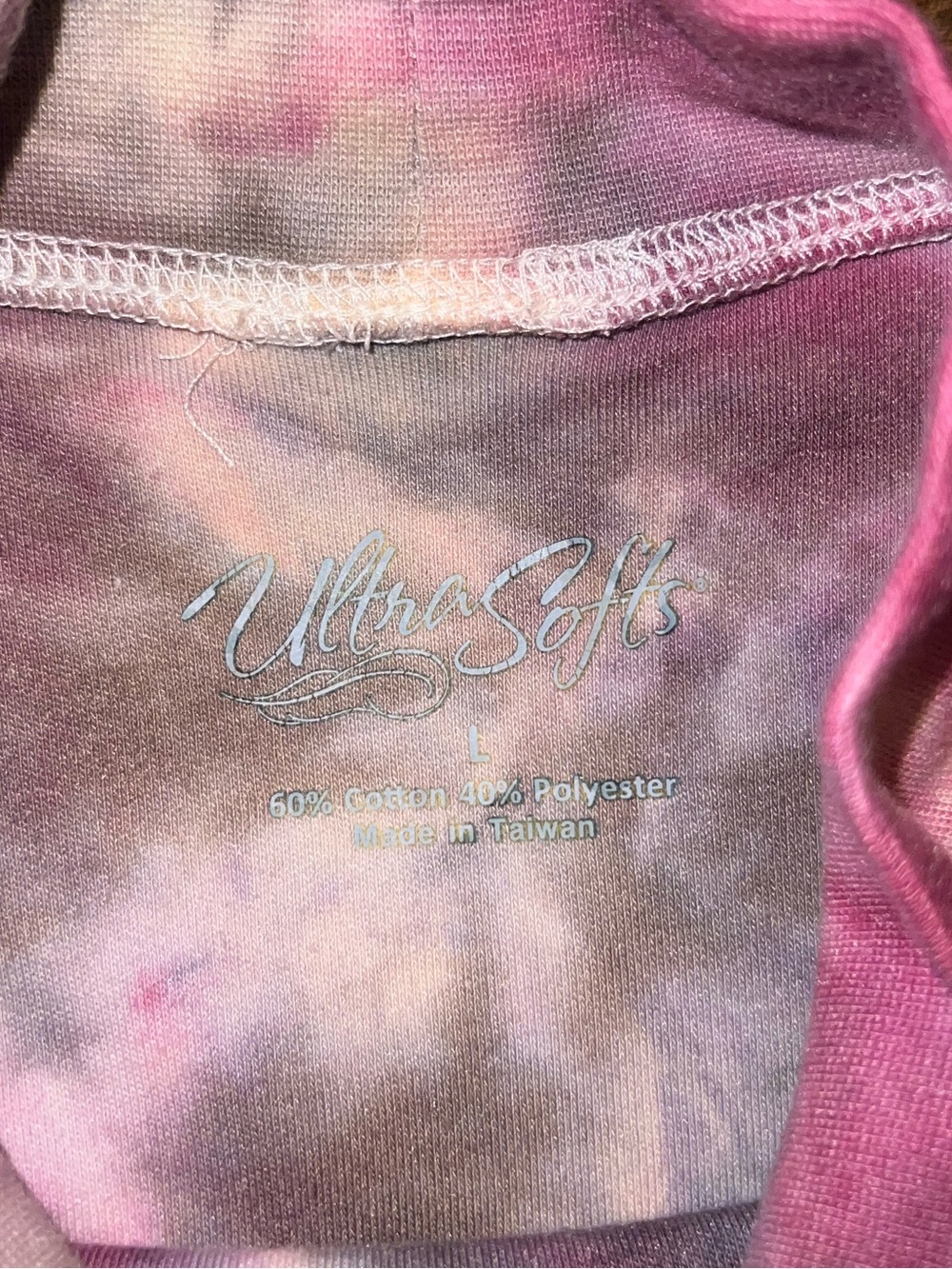 Ultra Soft Pink Tie Dye Gray Abstract Cozy Mock Neck Pullover Retro 90’s Size L - Picture 10 of 10